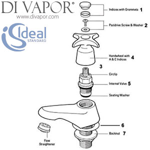 Ideal Standard Alterna Bath Pillar Taps Spare Parts - IDL DV 167